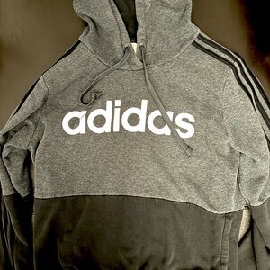 Adidas Dark Grey Heather/Black/Purple Tint Logo Hoodie Pullover Sweatshirt L